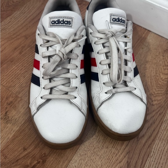 adidas Other - Adidas White Sneakers‎ with Red and Navy Stripes